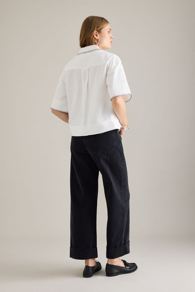 Selected Femme Camicia Crop a Maniche Corte Fia #1