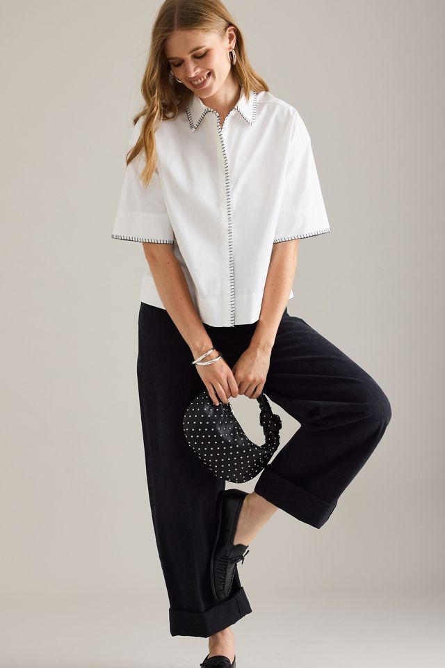 Selected Femme Camicia Crop a Maniche Corte Fia #3