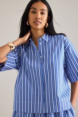 The Keira Collared Button-Front Blouse by Pilcro: Tuxedo Edition