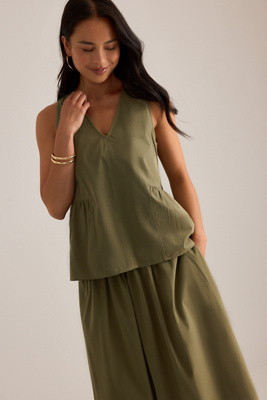 Selected Sleeveless V-Neck Peplum Top