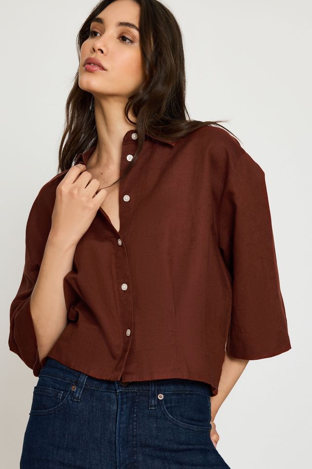Selected Cleo 3/4-Ärmel Crop Hemd #2