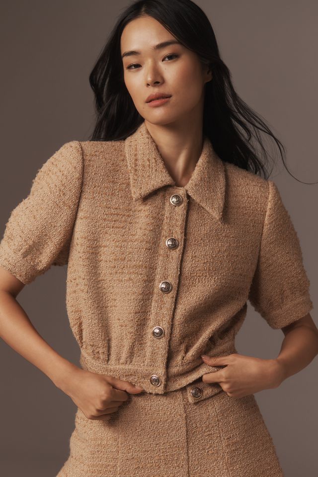 ASTR The Label Bronwyn Bronwyn Puff-Sleeve Tweed Blouse #1