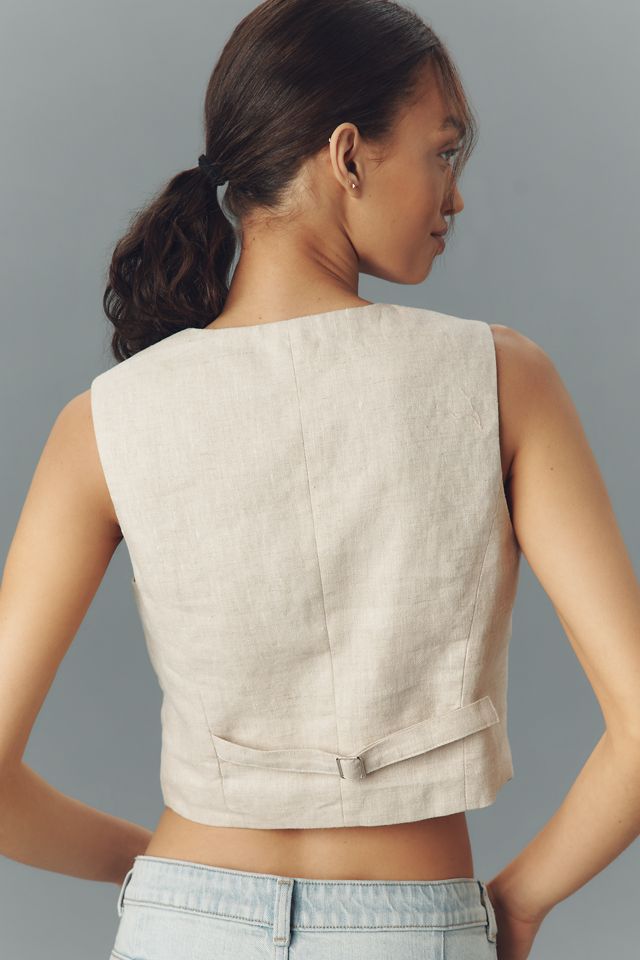 ASTR The Label Ossa Linen Crop Vest #1