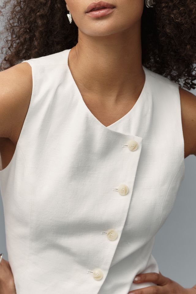 ASTR The Label Sonja Linen Blend Asymmetric Vest #1