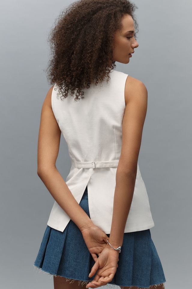 ASTR The Label Sonja Linen Blend Asymmetrical Vest
