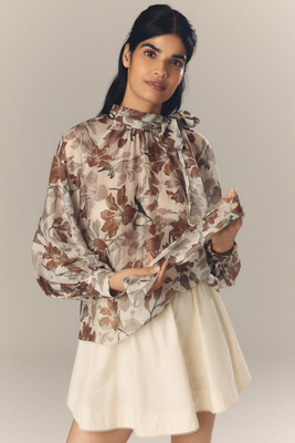 Astr Cinthia Tie Blouse In Brown