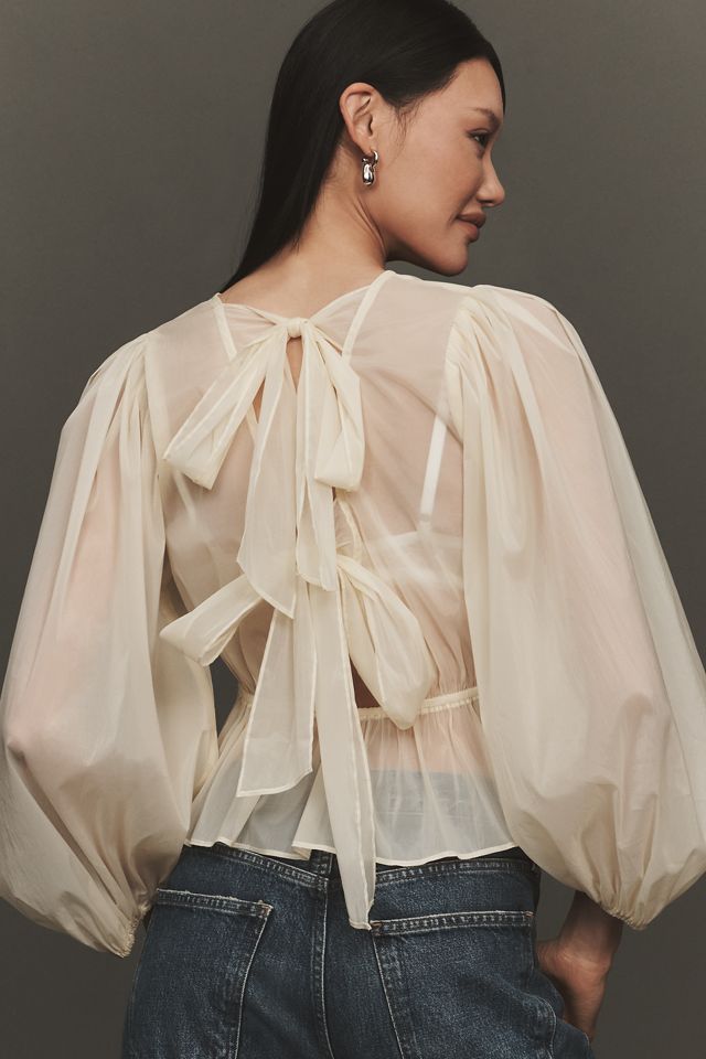 ASTR The Label Amie Sheer Peplum Top | Anthropologie