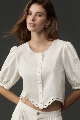 ASTR The Label Joellyn Half-Sleeve Buttondown Top