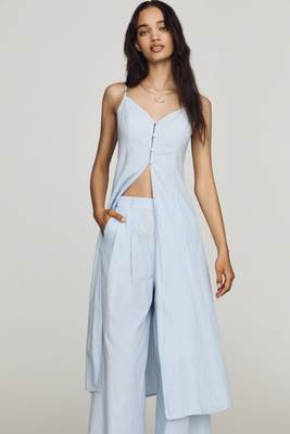 Astr Rena Cotton Tunic Top In Blue