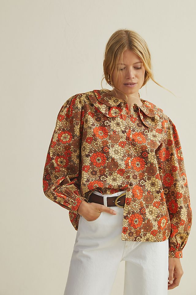 Stella Pardo Puff-Sleeved Floral Blouse | Anthropologie