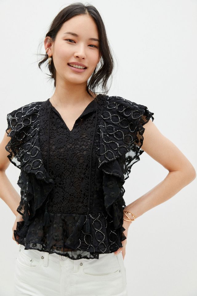 Ruffled Lace Blouse | Anthropologie