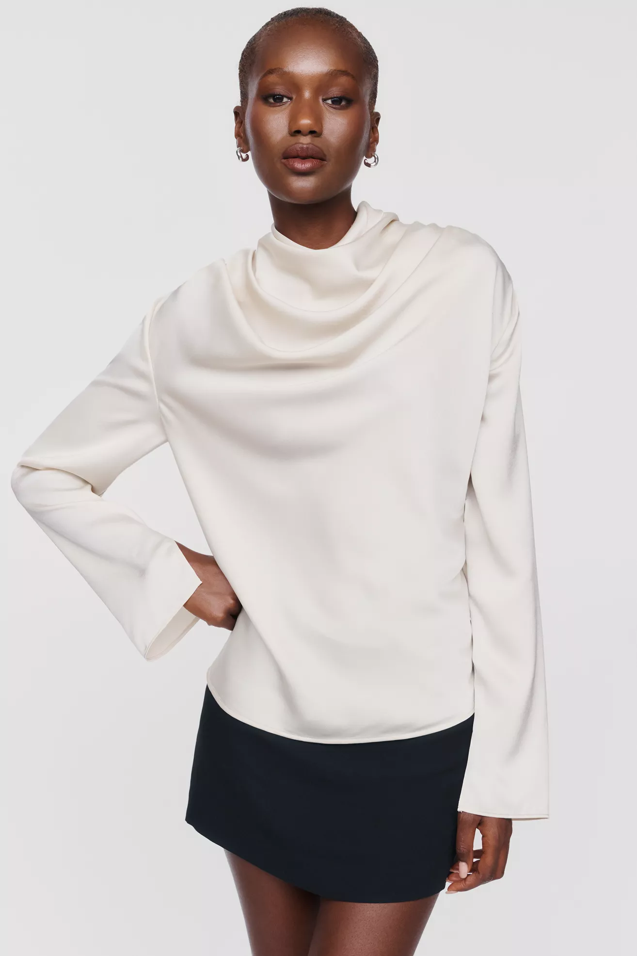 WAYF Draped Long-Sleeve Top