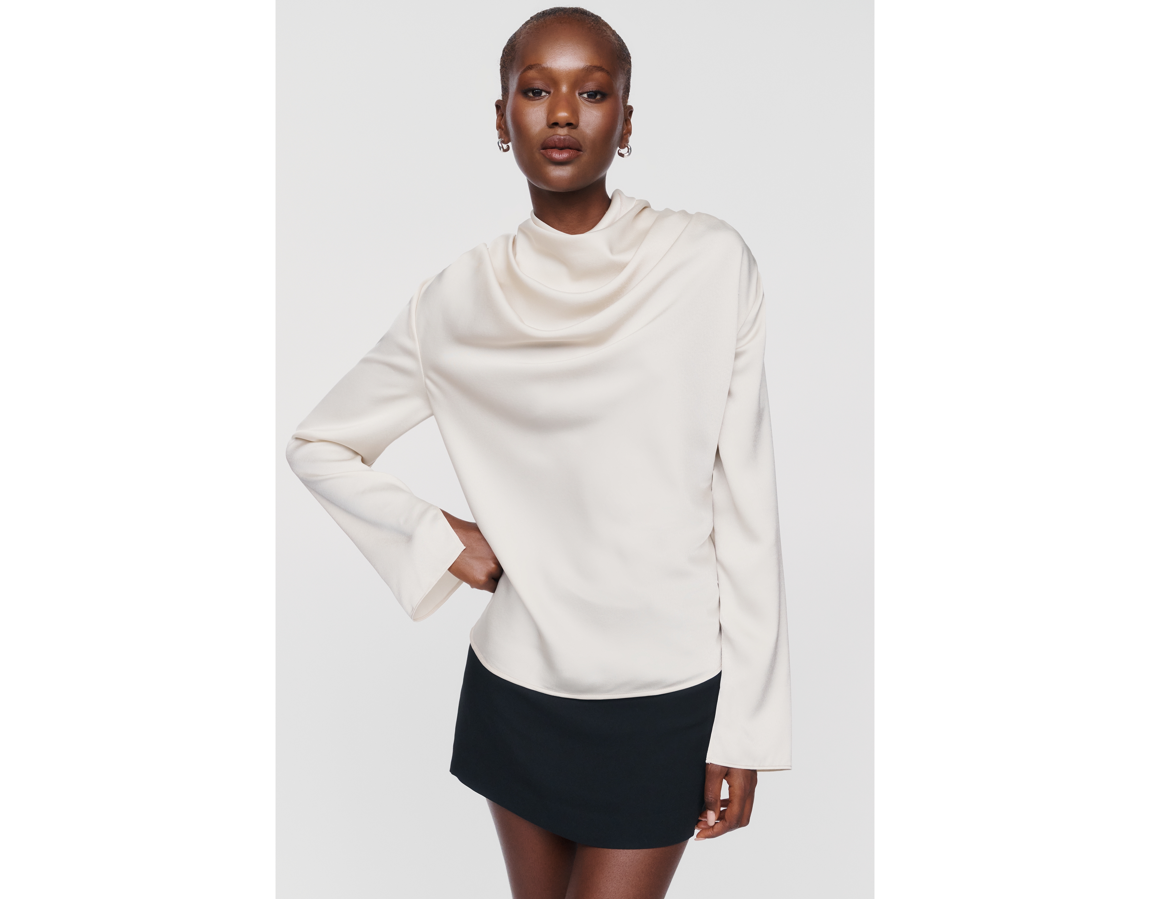 WAYF Draped Long-Sleeve Top