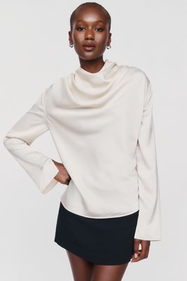 WAYF Draped Long-Sleeve Top