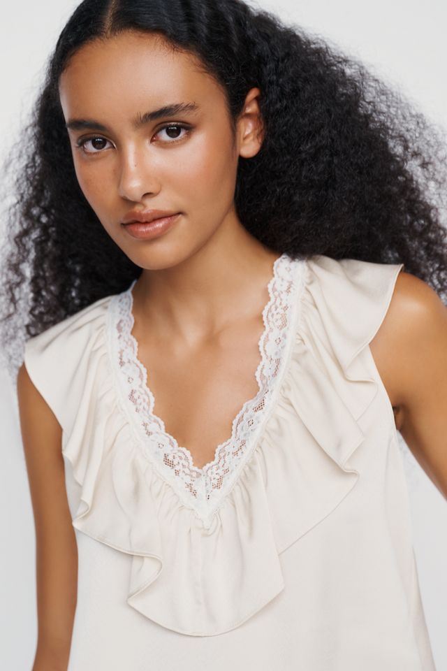 WAYF Ruffled V-Neck Top #3