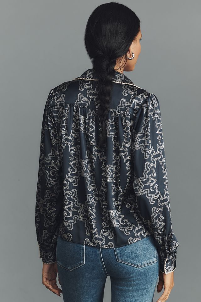 Hutch Kodie Long-Sleeve Silky Buttondown Blouse #1
