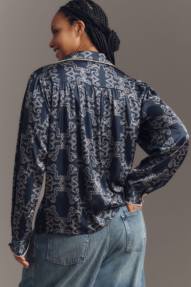 Hutch Kodie Long-Sleeve Silky Buttondown Blouse #5