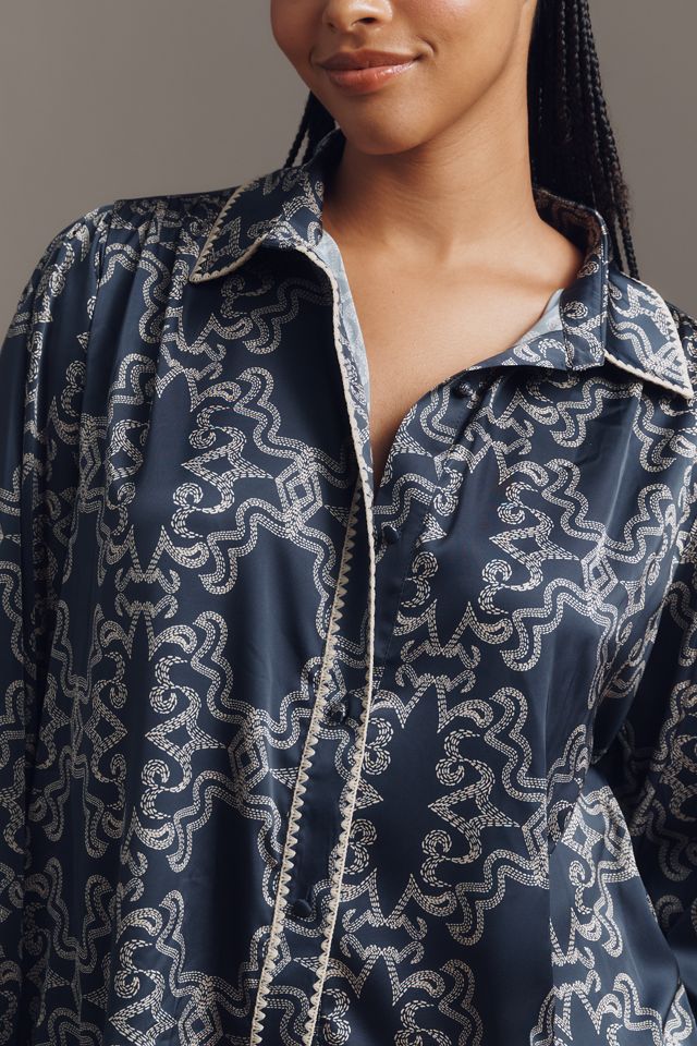 Hutch Kodie Long-Sleeve Silky Buttondown Blouse #7