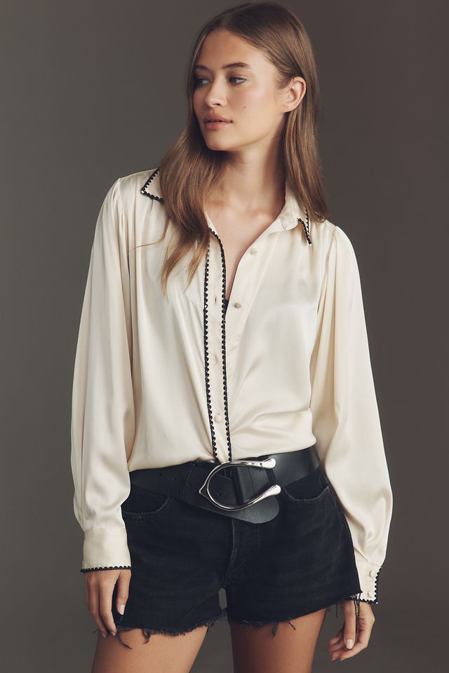 Hutch Kodie Long-Sleeve Silky Buttondown Blouse #1