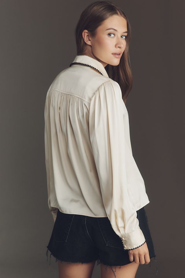 Hutch Kodie Long-Sleeve Silky Buttondown Blouse #2