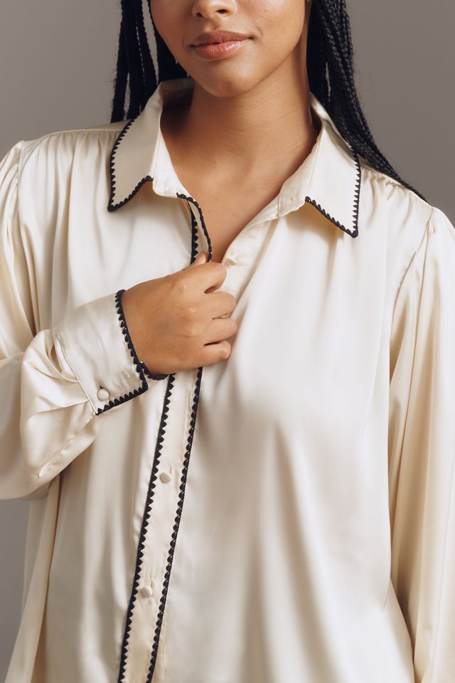 Hutch Kodie Long-Sleeve Silky Buttondown Blouse #5
