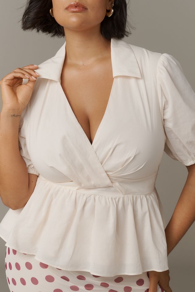 Hutch Fowler Puff-Sleeve Peplum Top #1