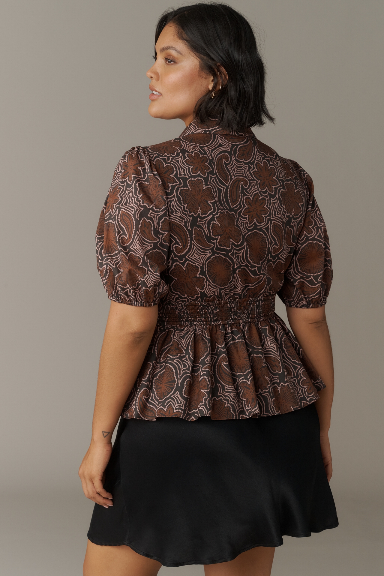 Hutch Fowler Puff-Sleeve Peplum Top