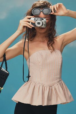 Hutch Strapless Bubble Peplum Top