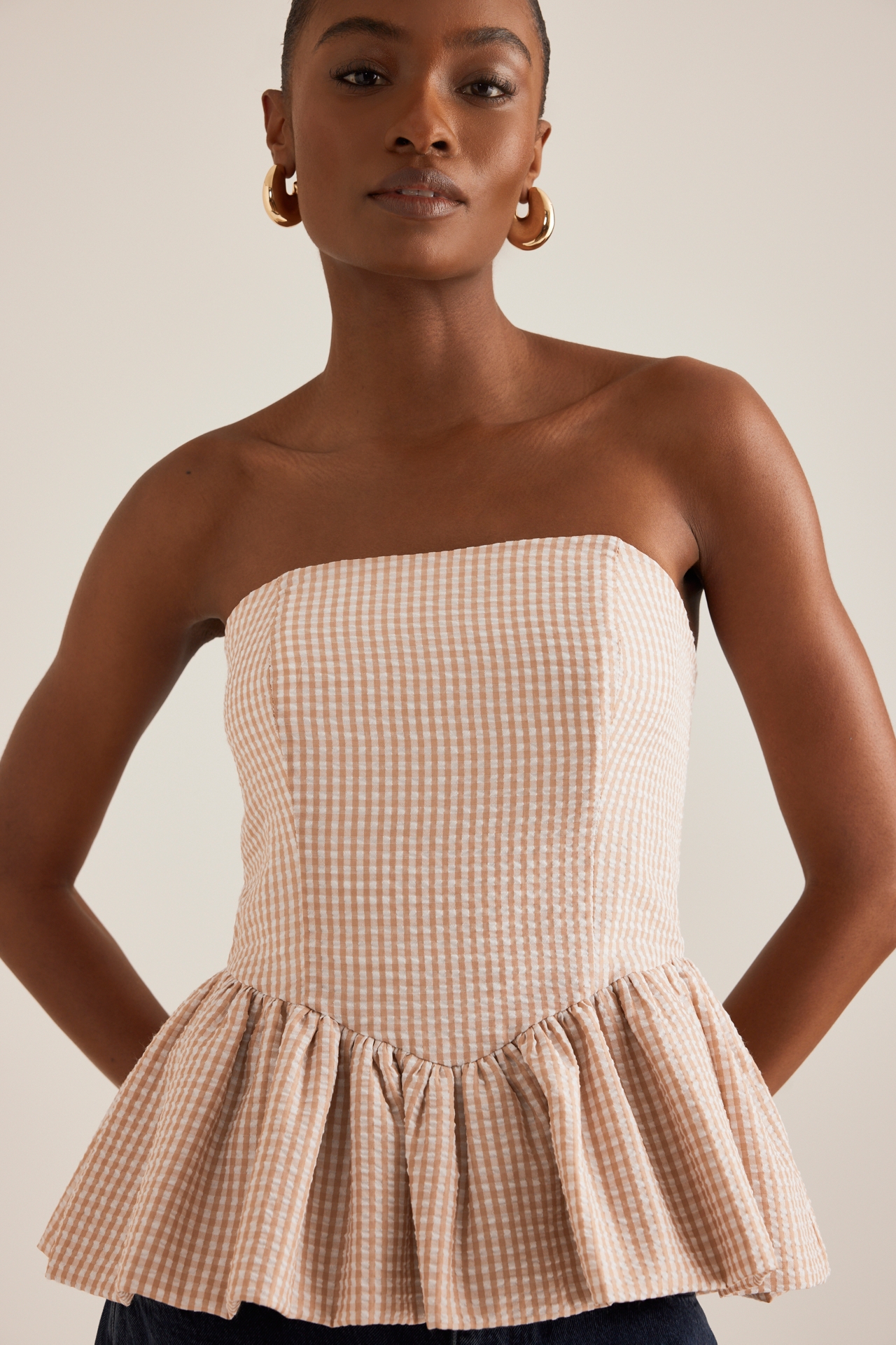 Hutch Strapless Bubble Peplum Top