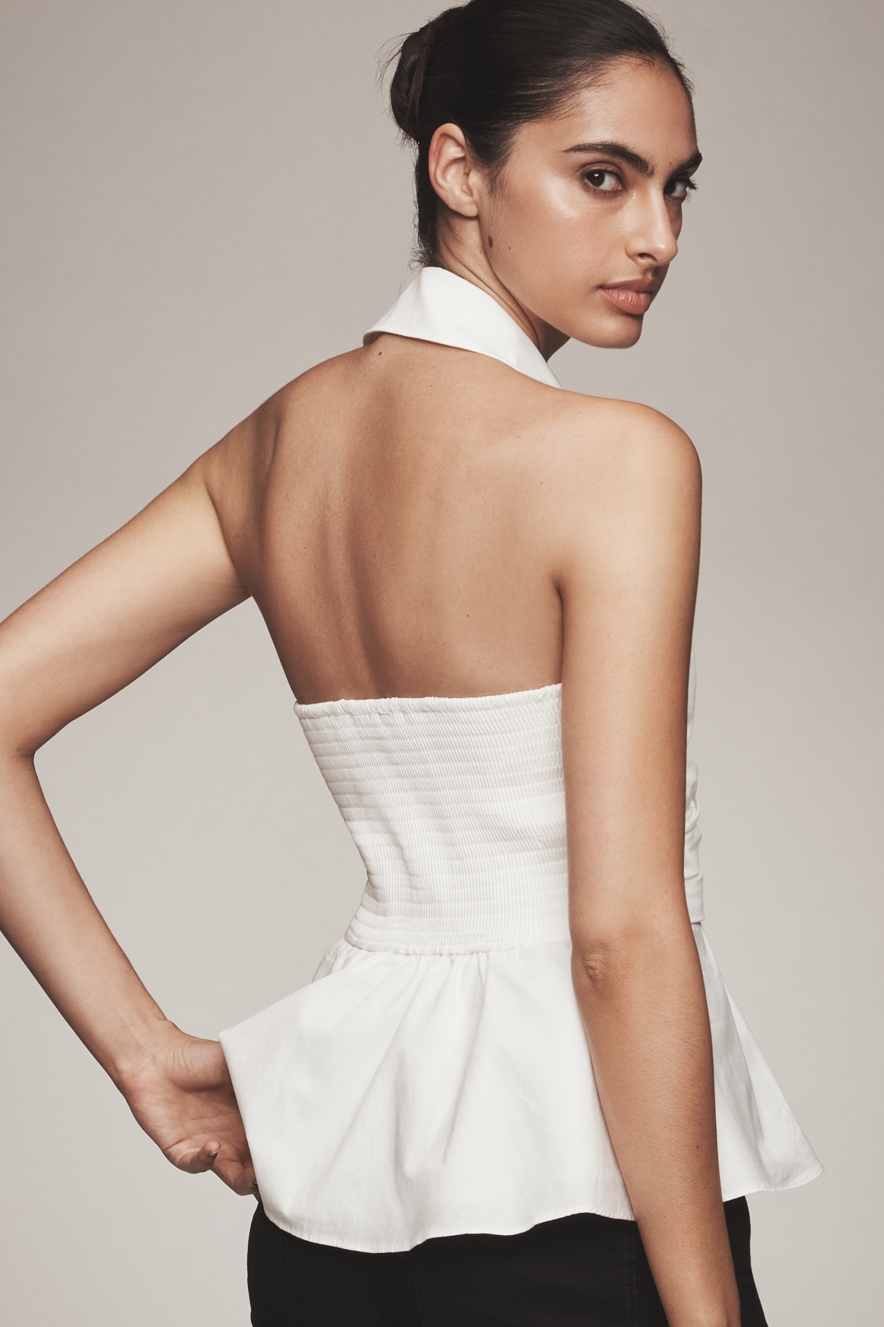 Hutch Colbie Collared Halter Peplum Tank
