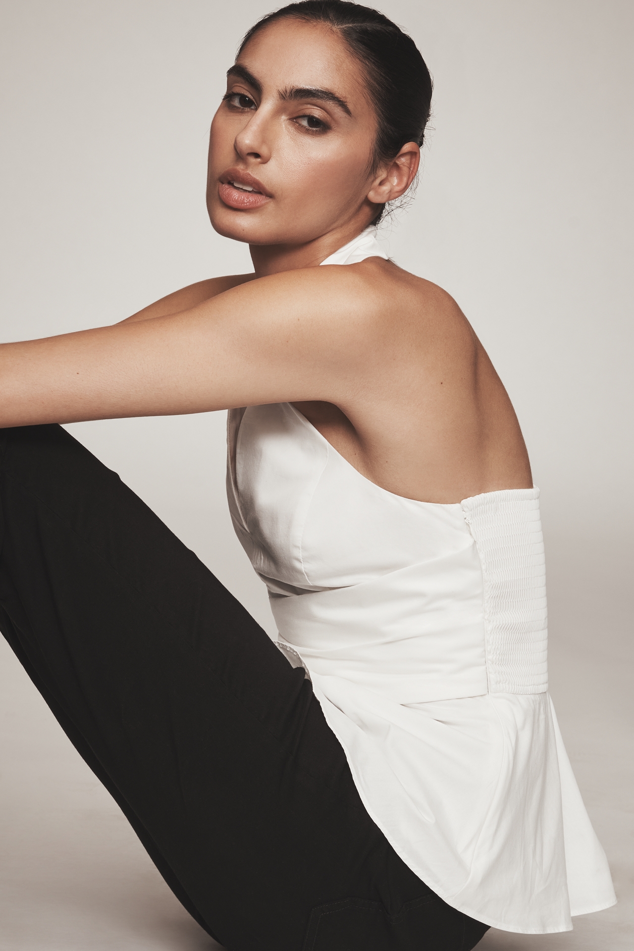 Hutch Colbie Collared Halter Peplum Tank