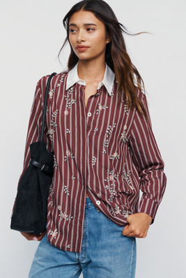 Stine Goya Beaded Buttondown Shirt by Anthropologie