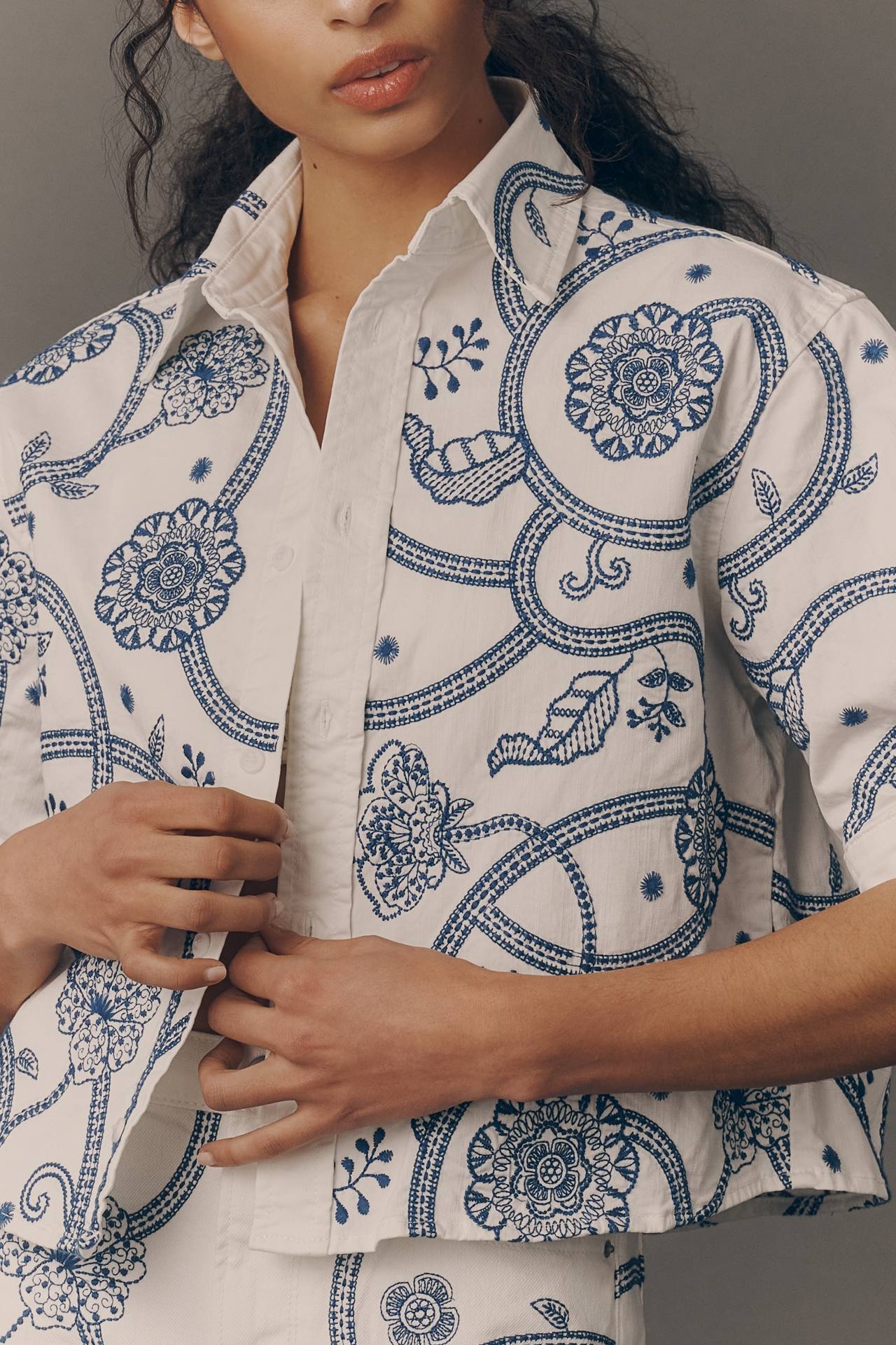 Driftwood Faye Short-Sleeve Buttondown Top