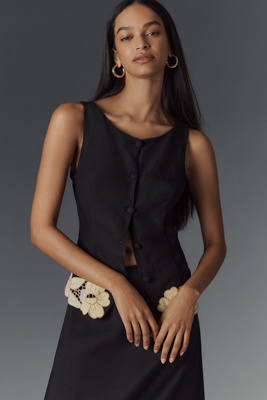 Shop Rixo London Lucca Linen Blend Cutwork Floral Sleeveless Top