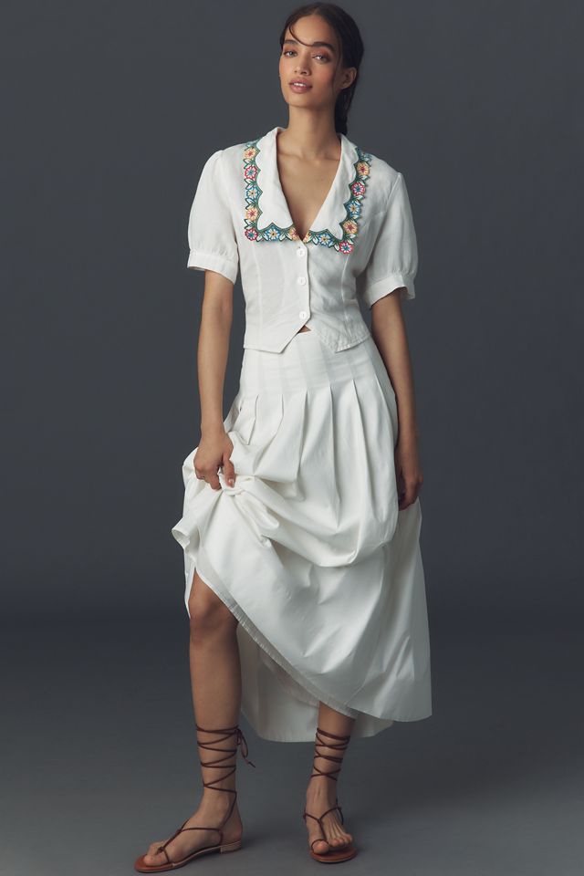 RIXO Zinia Floral Cutwork Button-Front Blouse #2