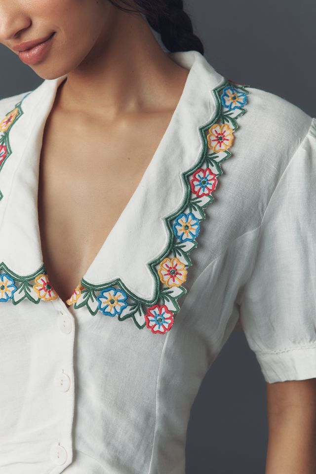 RIXO Zinia Floral Cutwork Button-Front Blouse #3