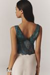 RIXO Nandi Hand-Beaded V-Neck Tank Top