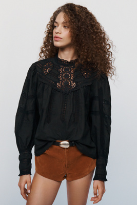 RIXO Tamsin Cotton Lace Crewneck Blouse by Anthropologie