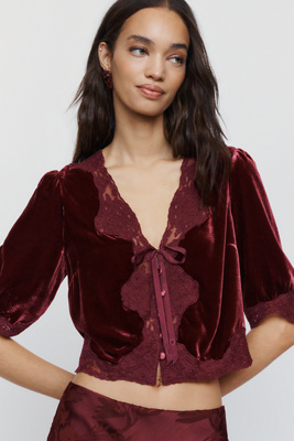 RIXO Ursula Velvet V Neck Blouse by Anthropologie