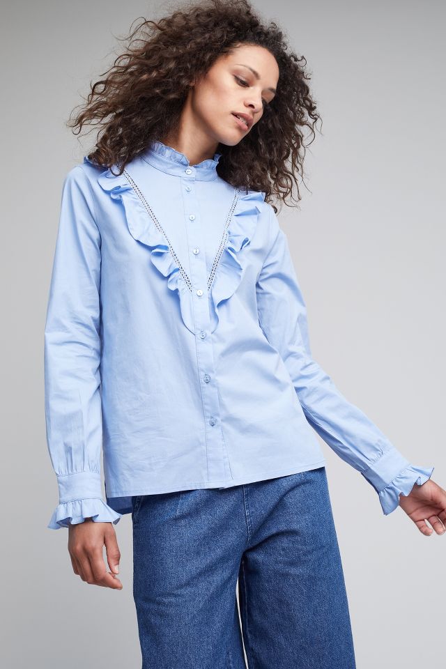 Soloman Ruffle Shirt, Blue | Anthropologie UK