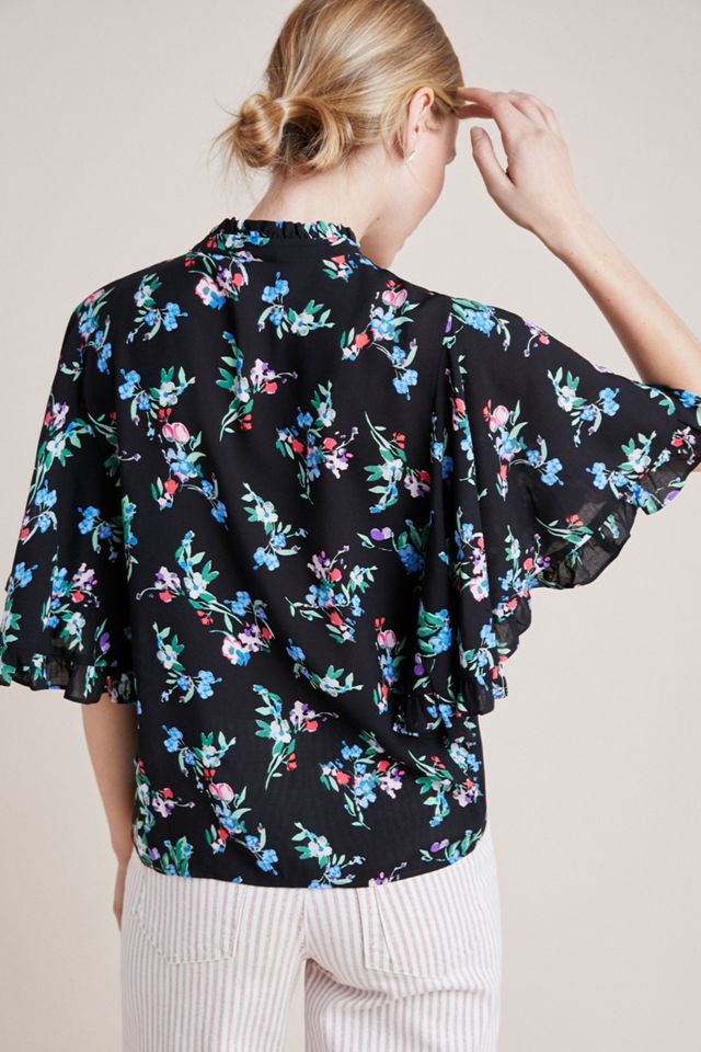 Maeve Aveiro Flutter-Sleeved Buttondown #1