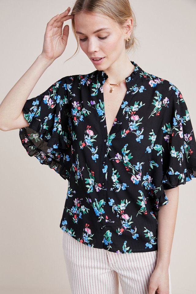 Maeve Aveiro Flutter-Sleeved Buttondown #3