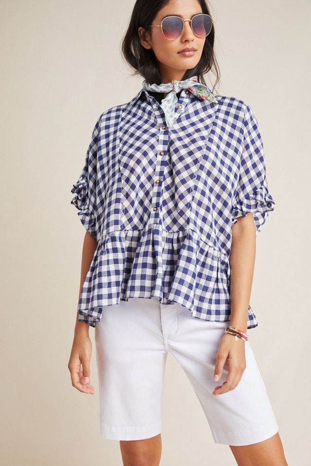 Maeve Flounced Gingham Blouse #3