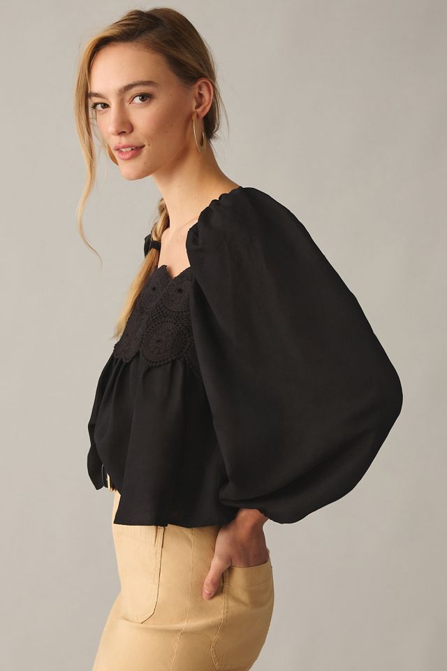 By Anthropologie Lace Babydoll Top #2