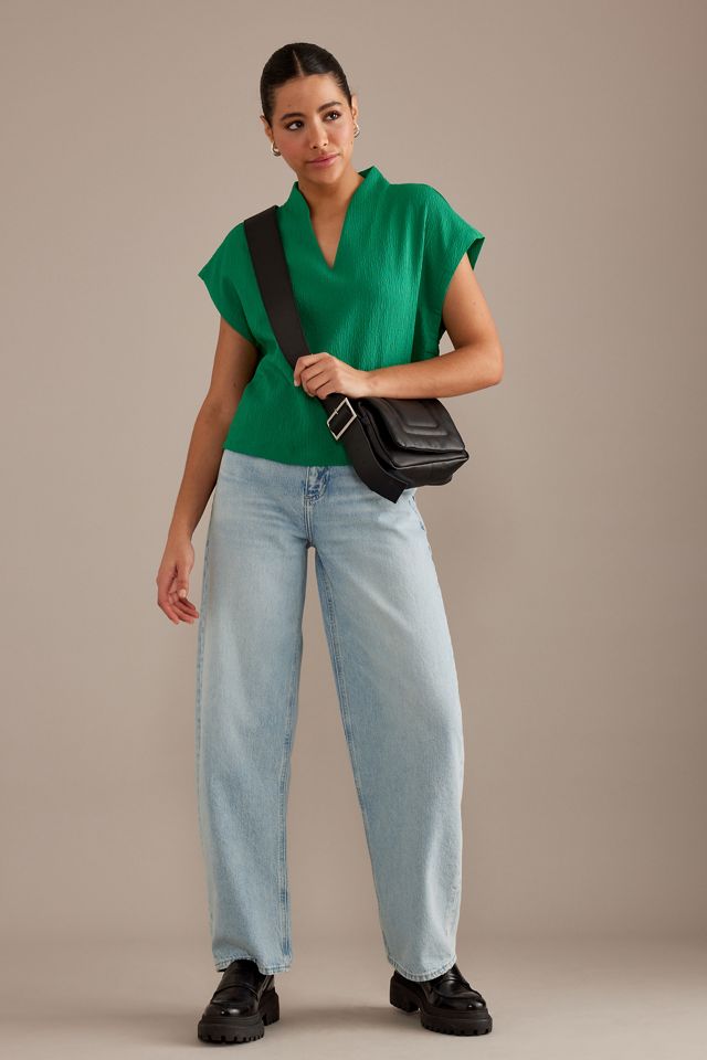 Maeve Blusa texturizada con mangas cortas #1