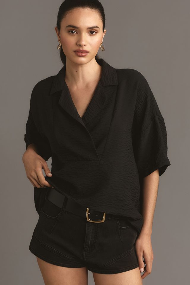 The Dylon Short-Sleeve Wide-Placket Top #2