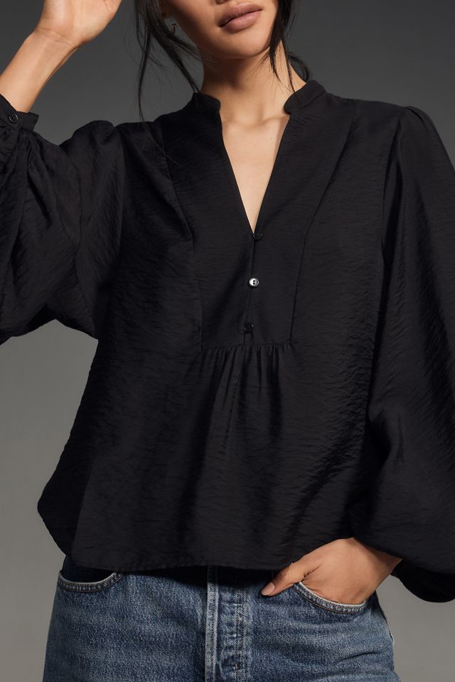 By Anthropologie Puff-Sleeve Textured Blouse #2