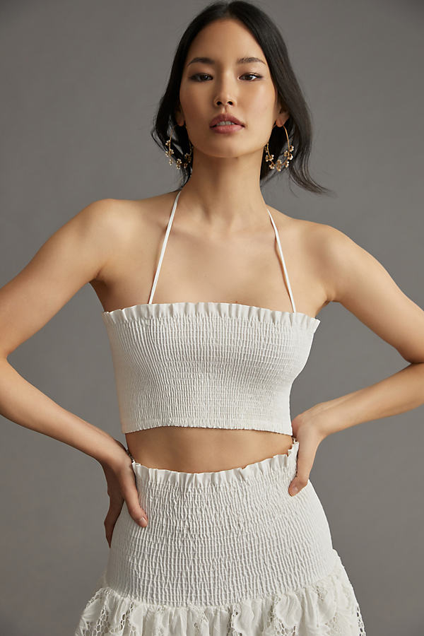 Delfi Collective Smocked Crop Cami In White