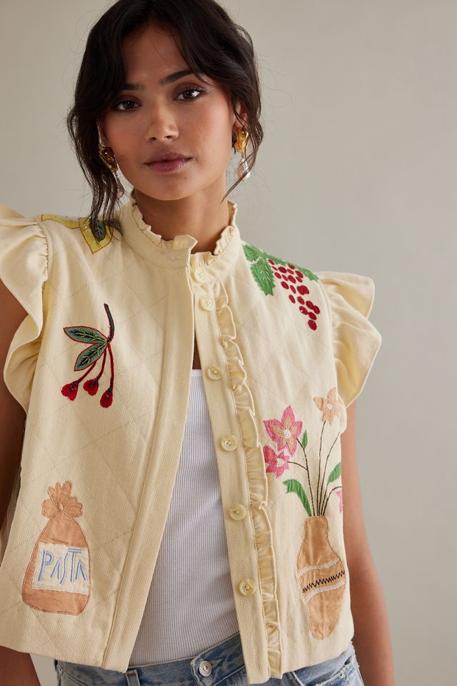 Stella Nova Ona Ruffle Cotton Embroidered Vest #3