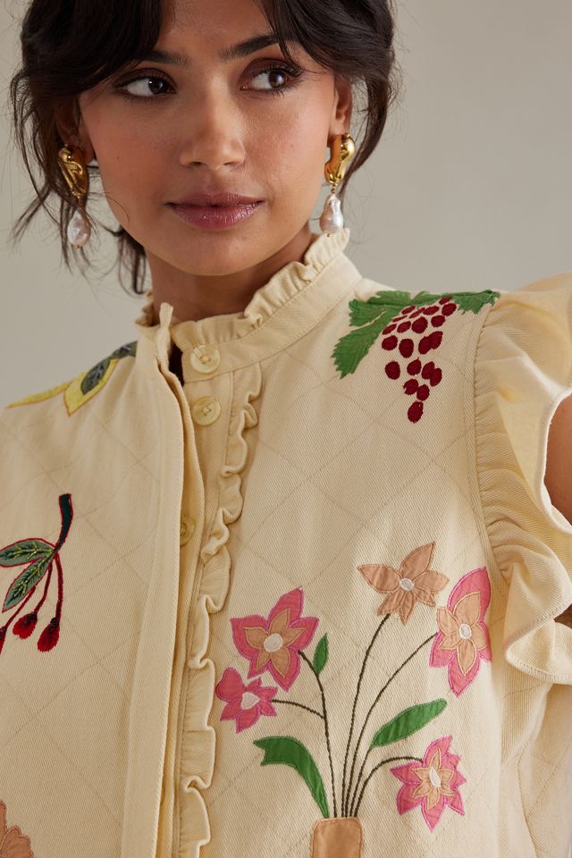 Stella Nova Ona Ruffle Cotton Embroidered Vest #4
